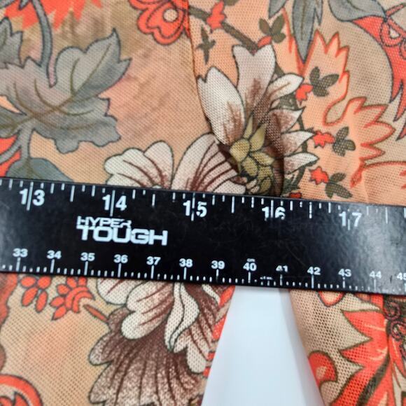 SHEIN Women's Mesh Sheer Floral Paisley Boho Bell Sleeve V Neck Top Size Small - Picture 10 of 11